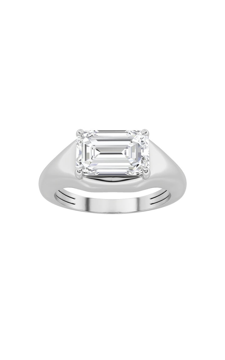 2Cttw Emerald Shaped Lab Grown Diamond (G/VS) EastWest Solitaire Ring in 14K Gold