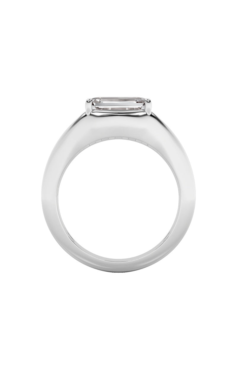 2CTW Emerald Shaped Lab Grown Diamond (G/VS) East West Solitaire Ring in 14K Gold