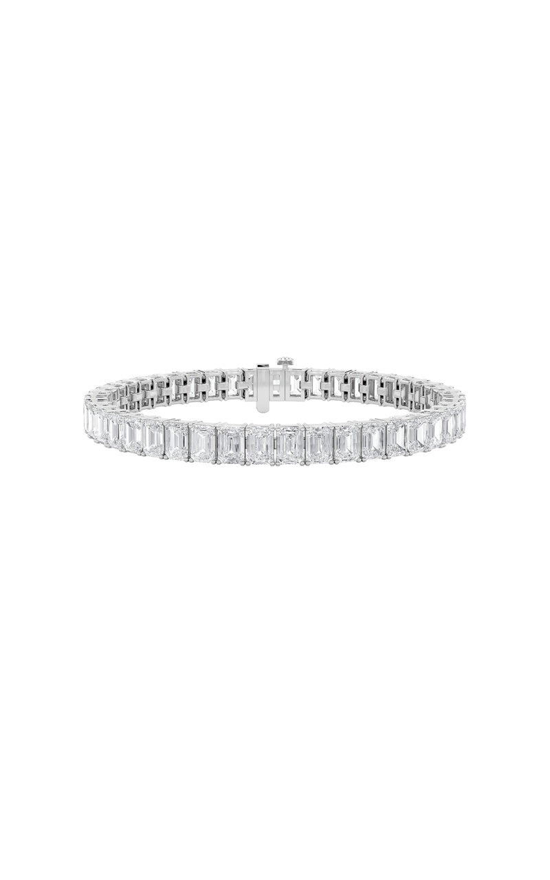 10Cttw Emerald Shaped Lab Grown Diamond (F/VS) Bracelet in 14K Gold