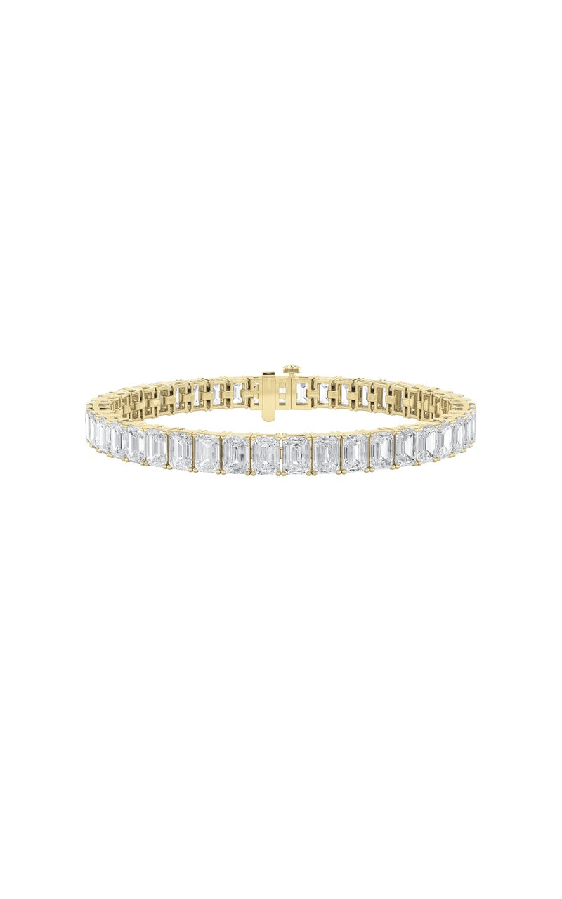 10Cttw Emerald Shaped Lab Grown Diamond (F/VS) Bracelet in 14K Gold