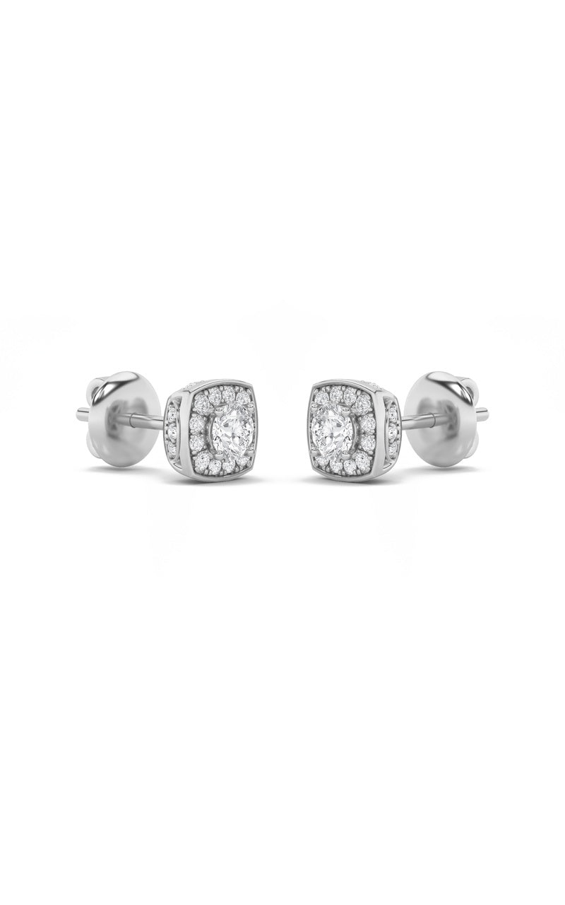 2Cttw Round Shaped Lab Grown Diamond (F/VS) Halo Stud Earrings in 14K Gold