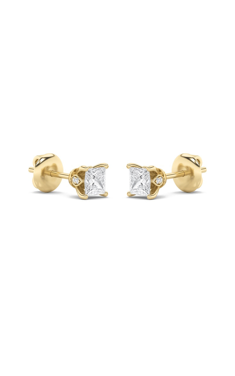 3Cttw Princess Shaped Lab Grown Diamond (F/VS) Tulip Head Stud Earrings in 14K Gold
