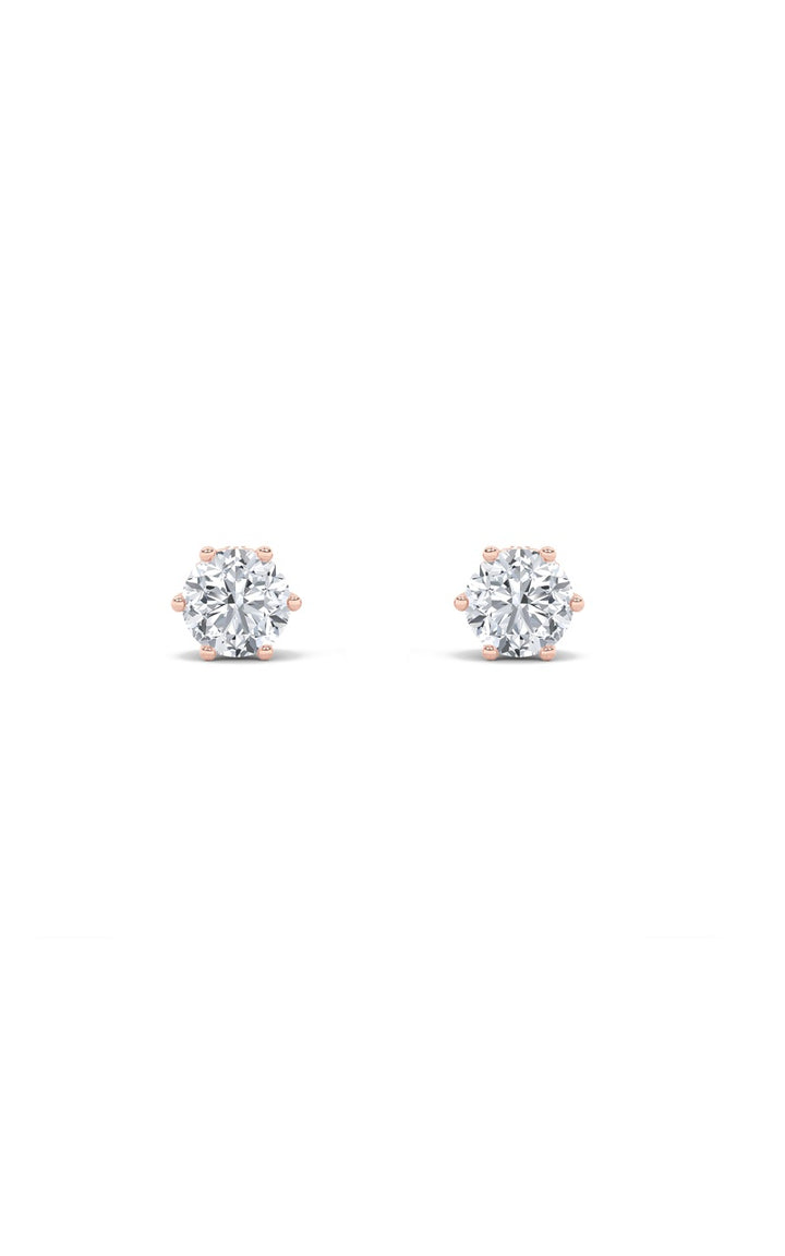 2CTW Round Shaped Lab Grown Diamond (F/VS) Tulip Head Stud Earrings in 14K Gold