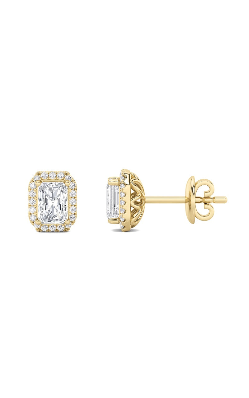 2Cttw Radiant Shaped Lab Grown Diamond (F/VS) Earrings in 14K Gold