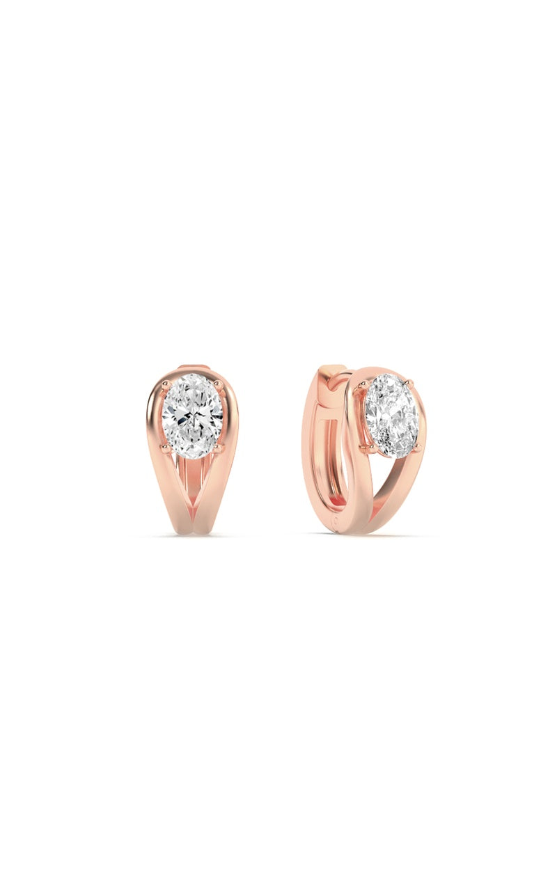 1.5Cttw Oval Shaped Lab Grown Diamond (F/VS) Fashion Earrings in 14K Gold