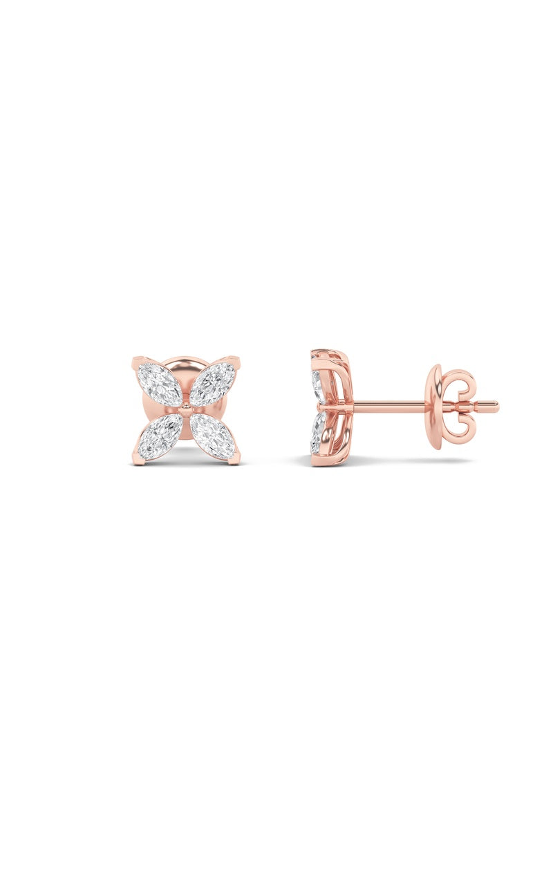 1.5Cttw Marquise Shaped Lab Grown Diamond (G/VS) Flower Earrings in 14K Gold