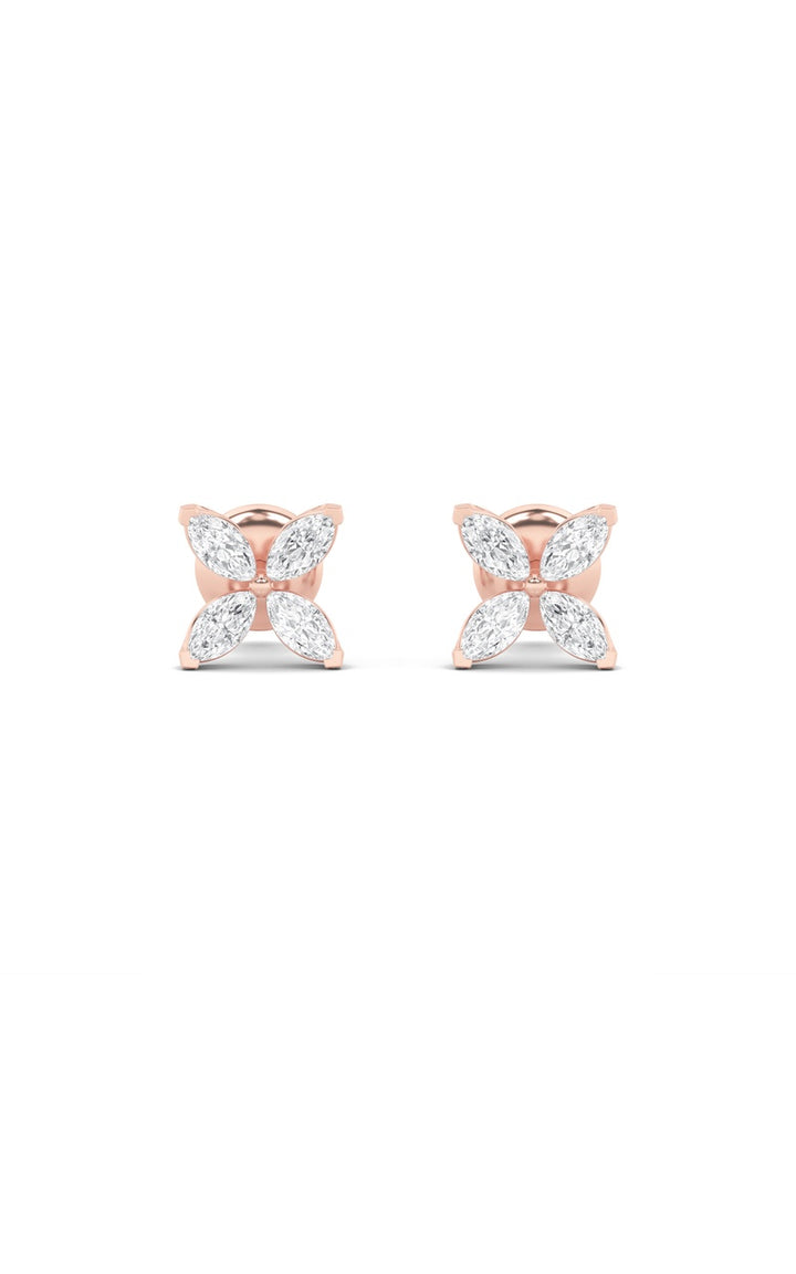 1.5Cttw Marquise Shaped Lab Grown Diamond (G/VS) Flower Earrings in 14K Gold