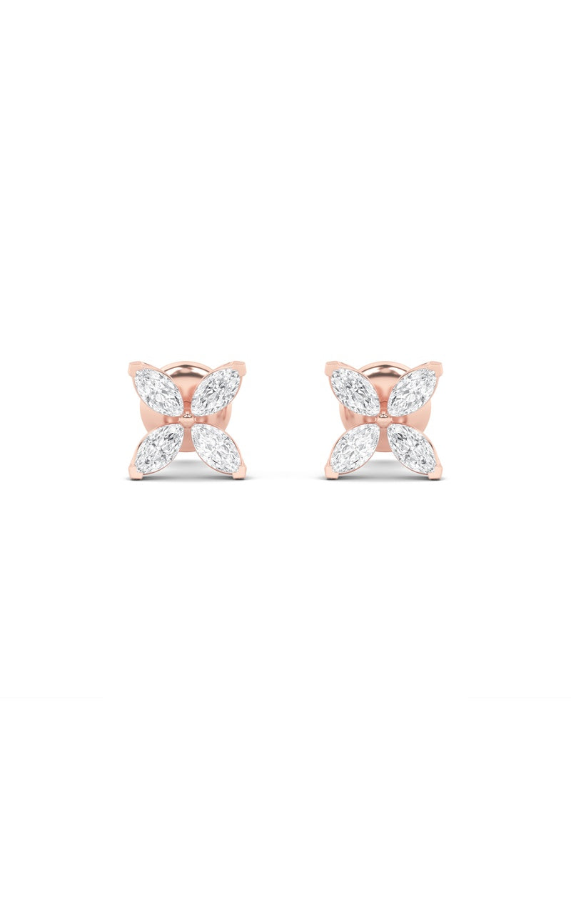 1.5CTW Marquise Shaped Lab Grown Diamond (G/VS) Flower Earrings in 14K Gold