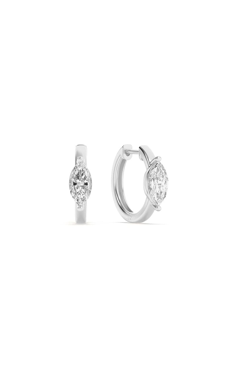 1.5CTW Marquise Shaped Lab Grown Diamond (F/VS) Solitaire Huggie Earrings in 14K Gold