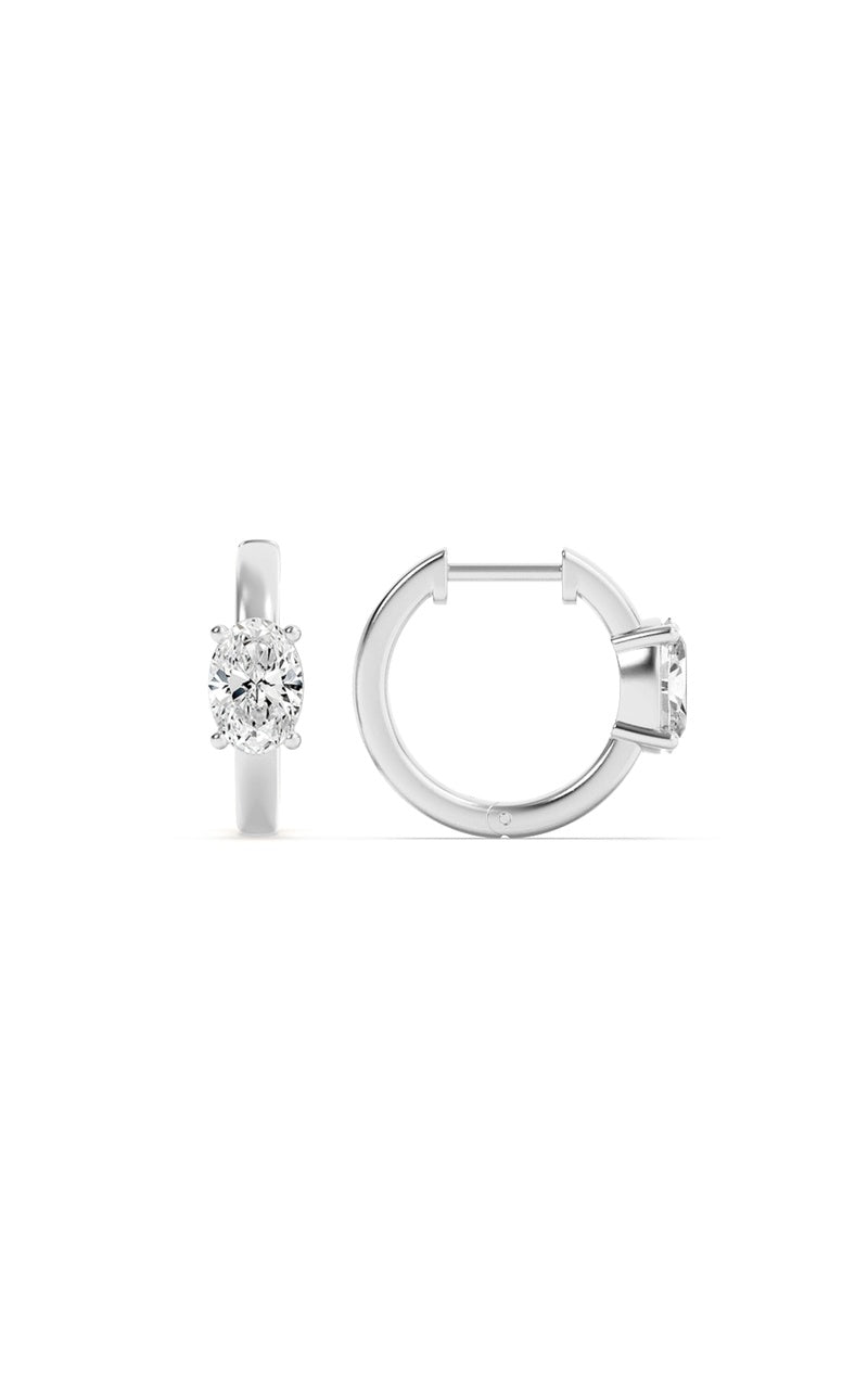 1.5CTW Oval Shaped Lab Grown Diamond (F/VS) Solitaire Huggie Earrings in 14K Gold