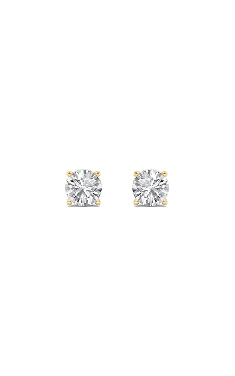 1CTW Round Shaped Lab Grown Diamond (F/VS) Hidden Halo Stud Earrings in 14K Gold