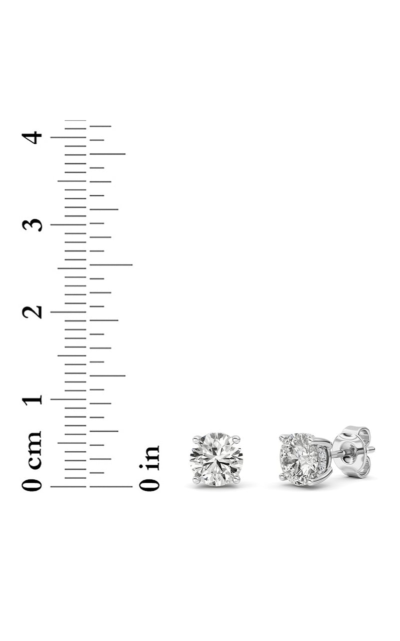 2Cttw Round Shaped Lab Grown Diamond (F/VS) HiddenHalo Stud Earrings in 14K Gold