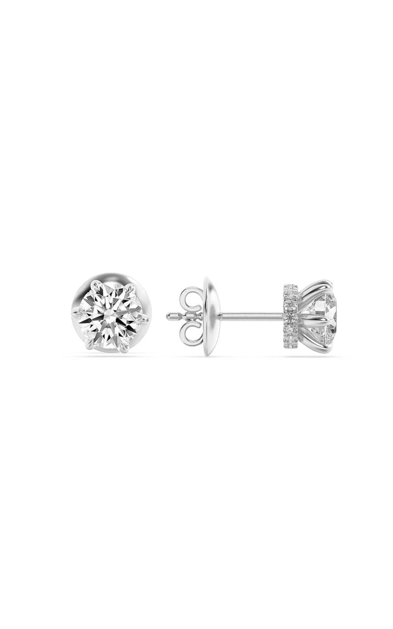 3Cttw Round Shaped Lab Grown Diamond (F/VS) HiddenHalo Stud Earrings in 14K Gold