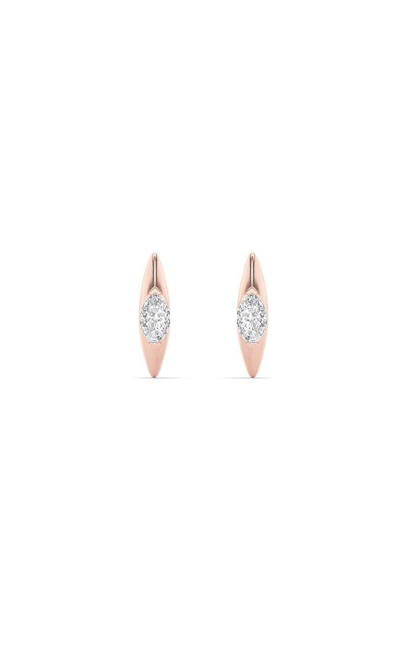 1Cttw Marquise Shaped Lab Grown Diamond (F/VS) Solitaire Huggie  Earrings in 14K Gold