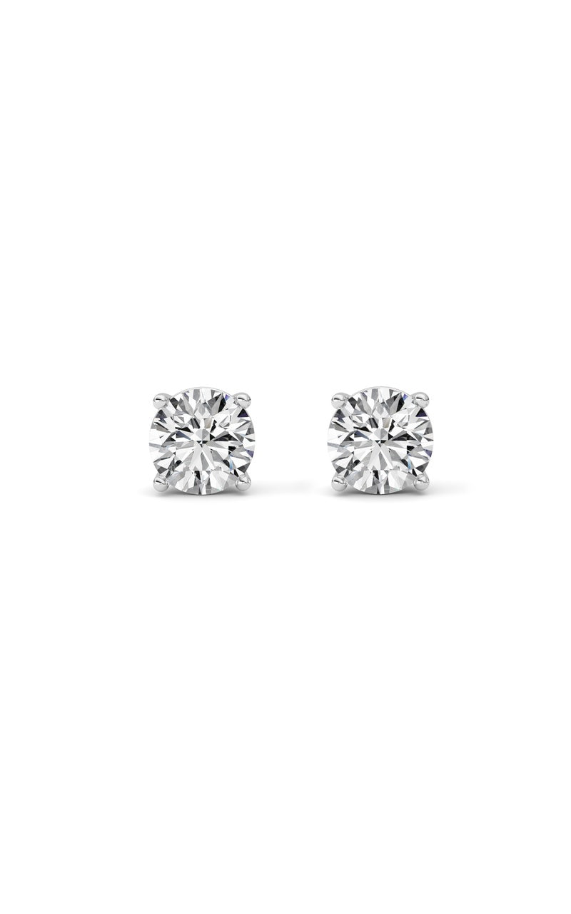 4CTW Round Shaped Lab Grown Diamond (G/VS) Stud Earrings in 14K White Gold