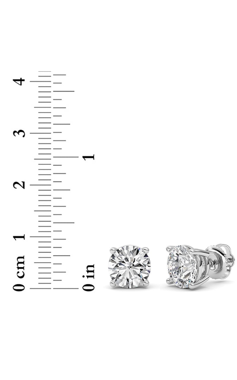 4Cttw Round Shaped Lab Grown Diamond (G/VS) Stud Earrings in 14K White Gold