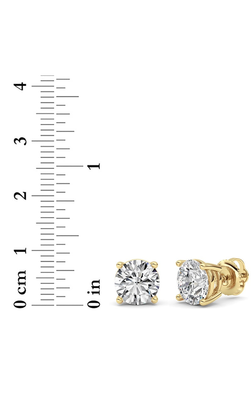4Cttw Round Shaped Lab Grown Diamond (G/VS) Stud Earrings in 14K White Gold