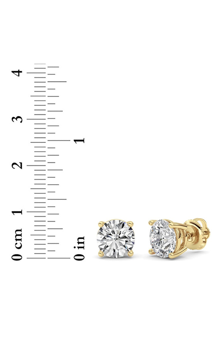 4Cttw Round Shaped Lab Grown Diamond (G/VS) Stud Earrings in 14K White Gold