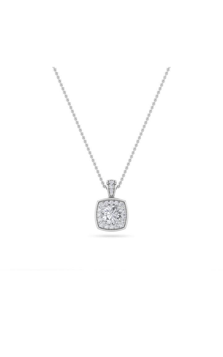 0.75Cttw Round Shaped Lab Grown Diamond (F/VS) Halo Pendant in 14K Gold