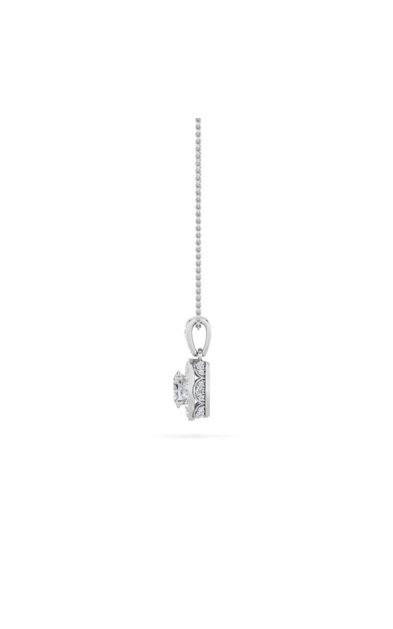 1.25CTW Oval Shaped Lab Grown Diamond (F/VS) Halo Pendant in 14K Gold