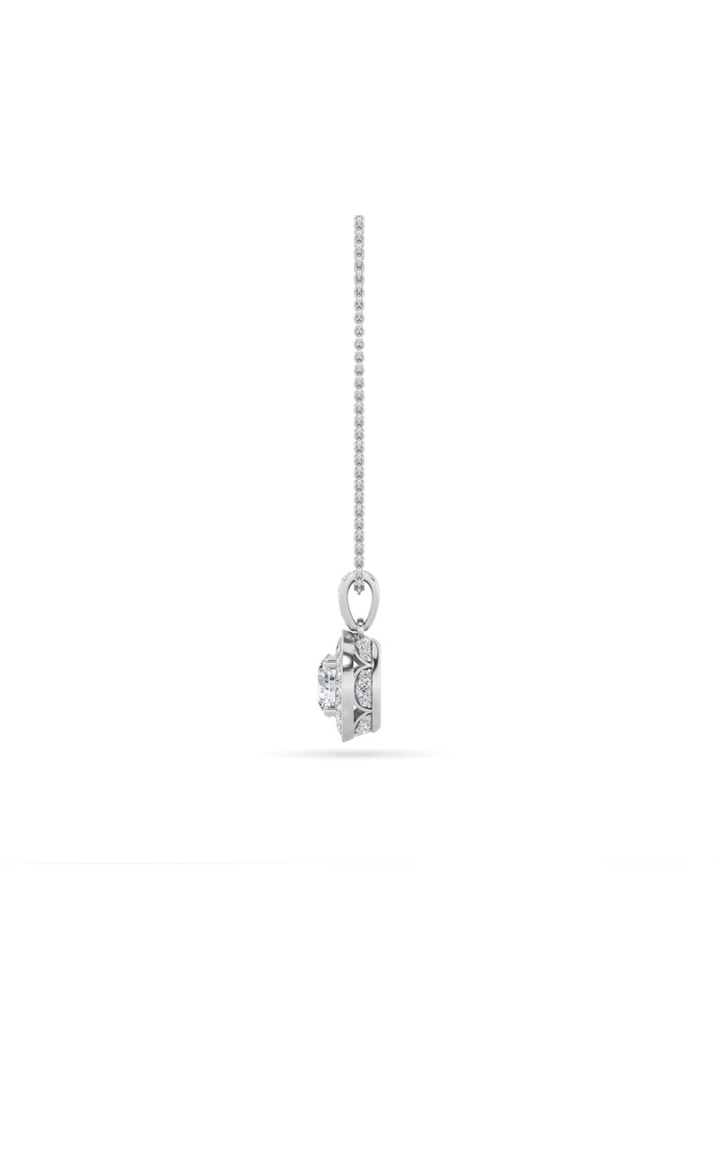 0.75CTW Round Shaped Lab Grown Diamond (F/VS) Halo Pendant in 14K Gold