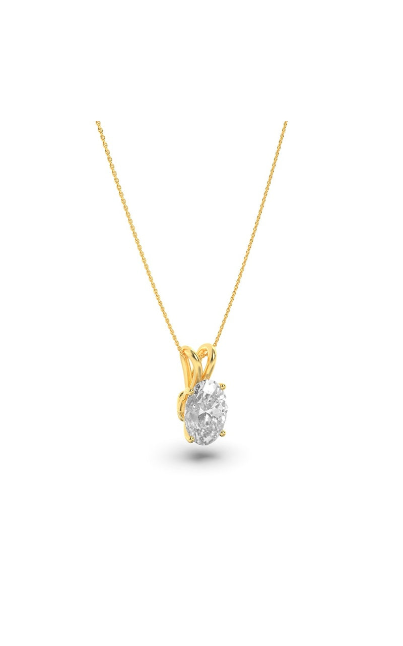 1CTW Oval Shaped Lab Grown Diamond (F/VS) Split Bale Solitaire Pendant in 14K Gold