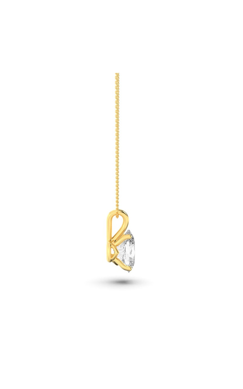 1CTW Oval Shaped Lab Grown Diamond (F/VS) Split Bale Solitaire Pendant in 14K Gold