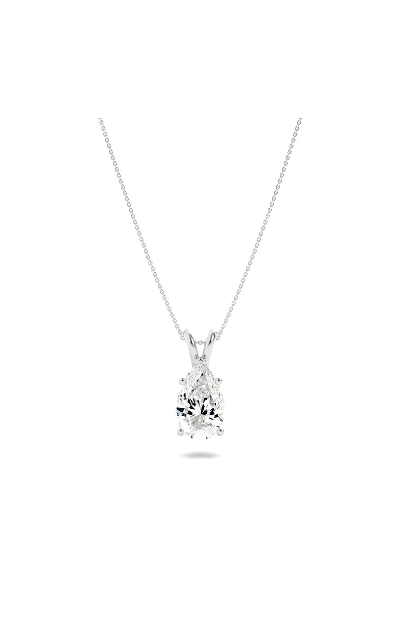1CTW Pear Shaped Lab Grown Diamond (F/VS) Split Bale Solitaire Pendant in 14K Gold