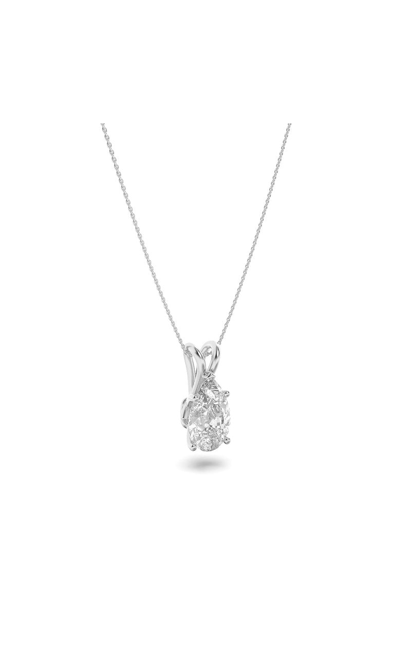 1CTW Pear Shaped Lab Grown Diamond (F/VS) Split Bale Solitaire Pendant in 14K Gold
