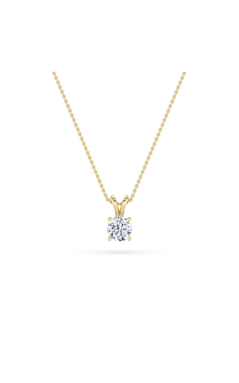 1Cttw Round Shaped Lab Grown Diamond (F/VS) SplitBale Solitaire Pendant in 14K Gold