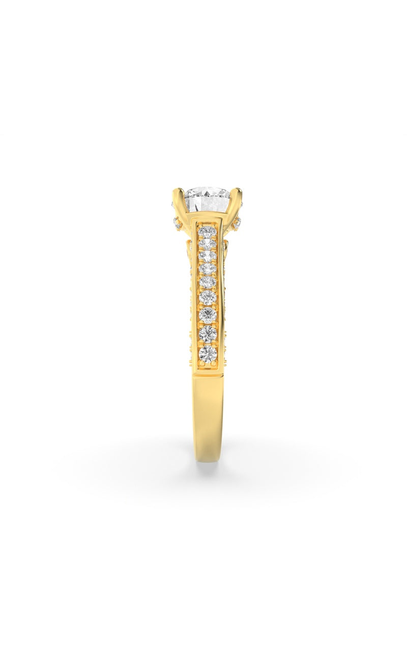 2CTW Round Shaped Lab Grown Diamond (F/VS) Accented Engagement Ring in 14K Gold