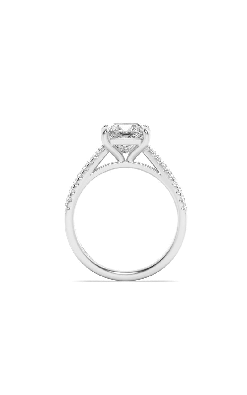 2Cttw Princess Shaped Lab Grown Diamond (F/VS) Cross Shank Accented Engagement Ring in 14K Gold