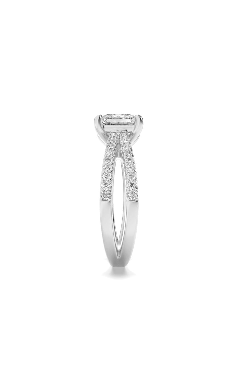 2Cttw Princess Shaped Lab Grown Diamond (F/VS) Cross Shank Accented Engagement Ring in 14K Gold