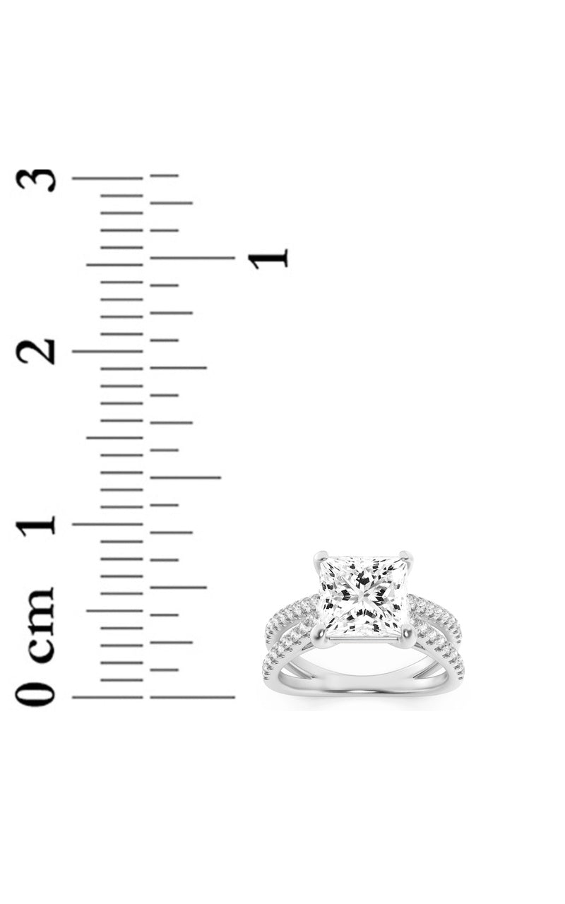 2Cttw Princess Shaped Lab Grown Diamond (F/VS) Cross Shank Accented Engagement Ring in 14K Gold
