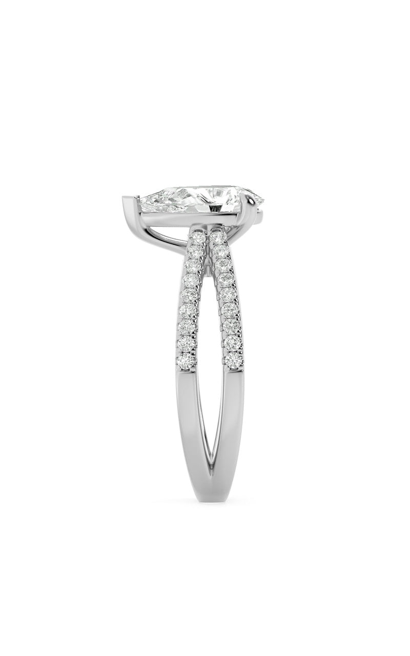 2Cttw Pear Shaped Lab Grown Diamond (F/VS) Cross Shank Accented Engagement Ring in 14K Gold