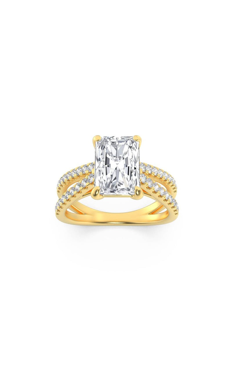2CTW Radiant Shaped Lab Grown Diamond (F/VS) Engagement Ring in 14K Gold, 14K Yellow Gold