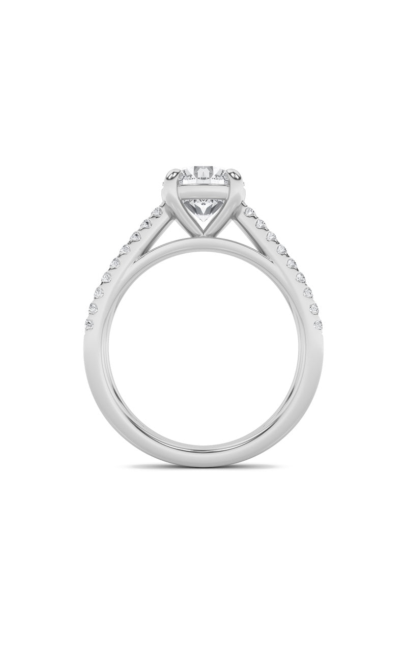 2Cttw Round Shaped Lab Grown Diamond (F/VS) CrossShank Accented Engagement Ring in 14K Gold