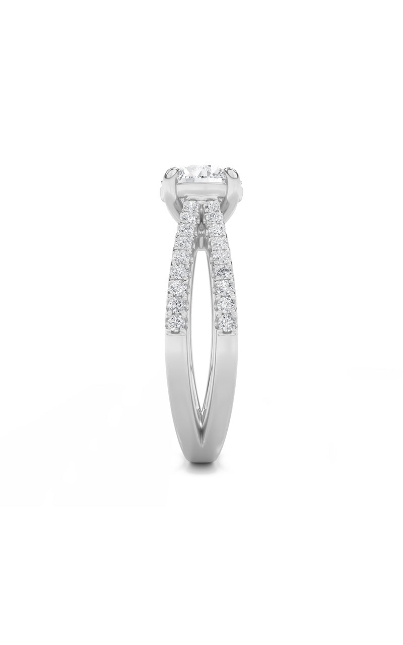 2Cttw Round Shaped Lab Grown Diamond (F/VS) CrossShank Accented Engagement Ring in 14K Gold