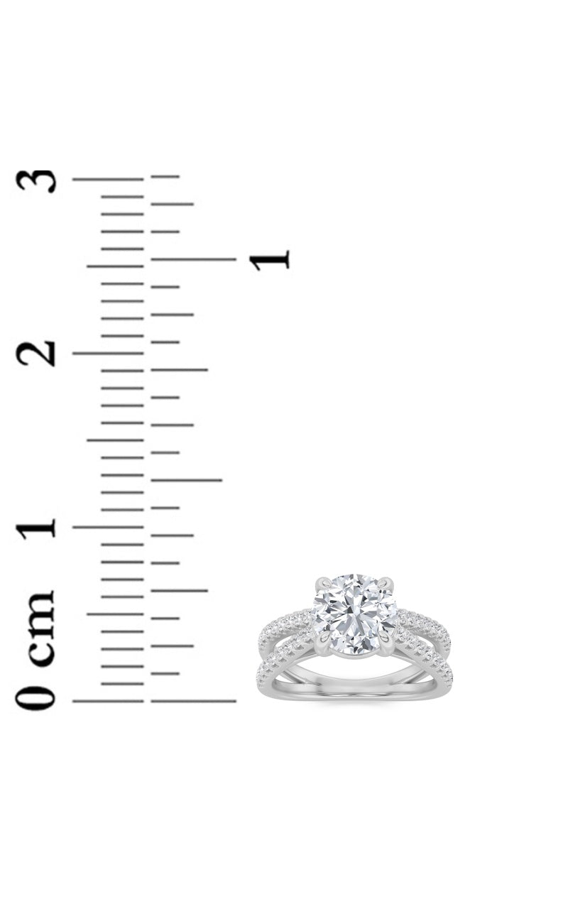 2CTW Round Shaped Lab Grown Diamond (F/VS) Cross Shank Accented Engagement Ring in 14K Gold