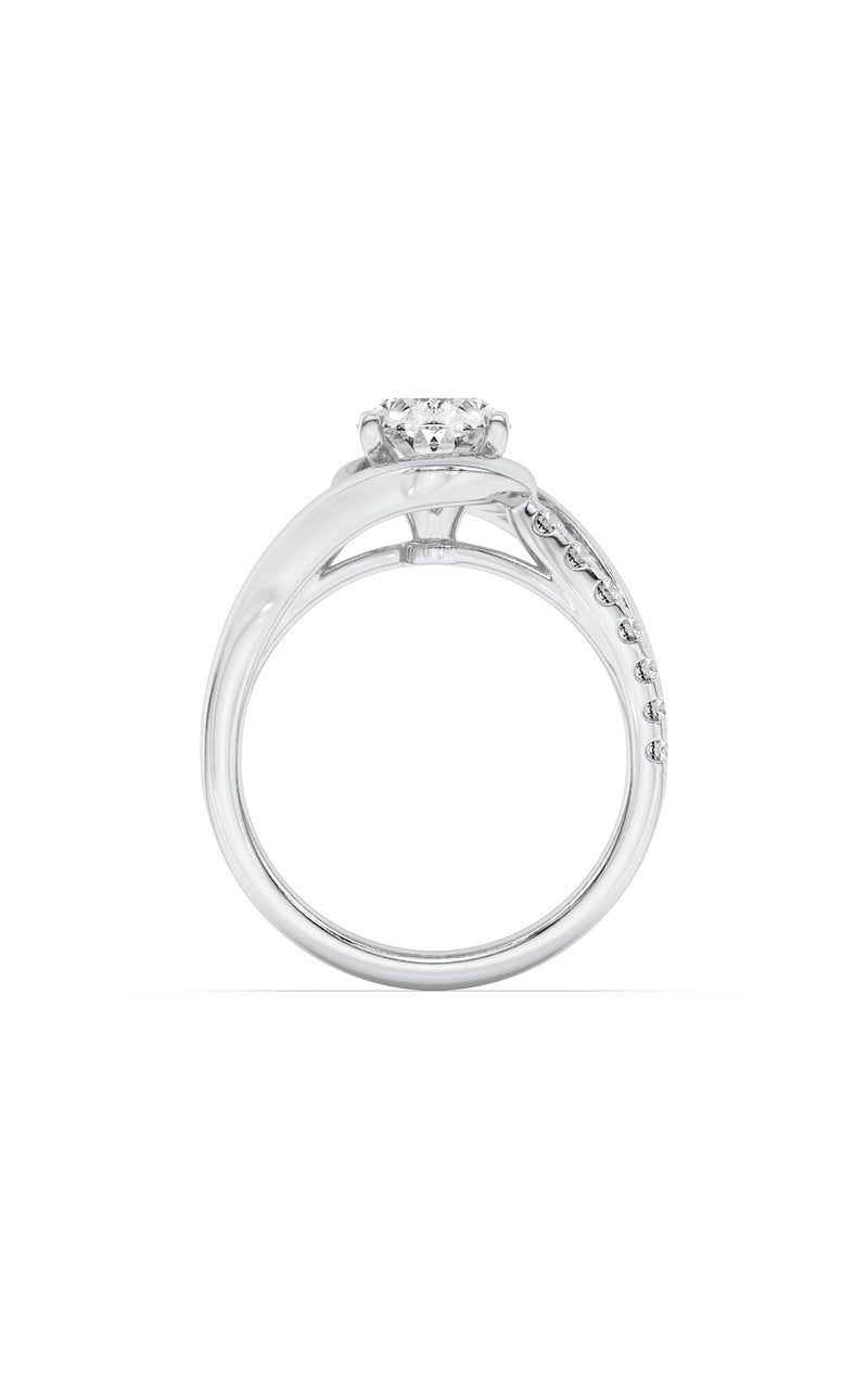 2Cttw Oval Shaped Lab Grown Diamond (G/VS) Swirl Shank Accented Engagement Ring in 14K Gold