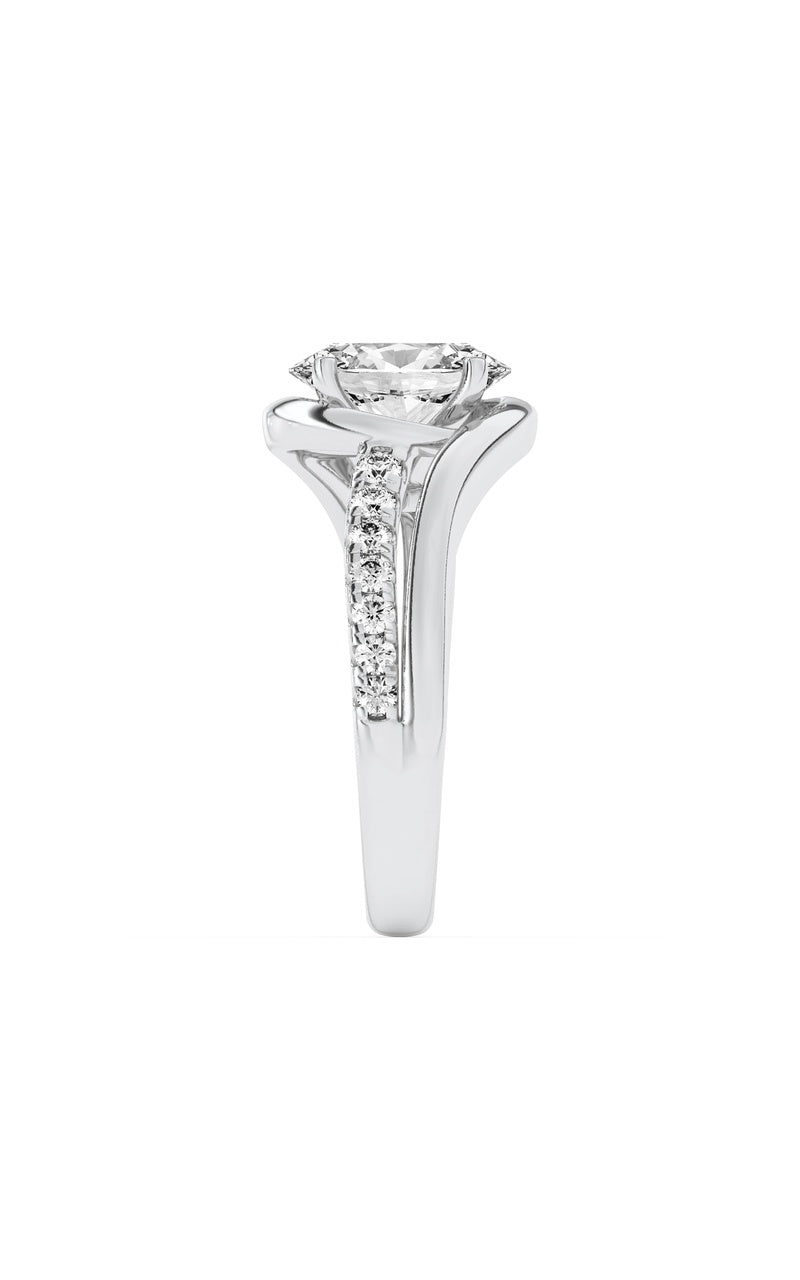2CTW Oval Shaped Lab Grown Diamond (G/VS) Swirl Shank Accented Engagement Ring in 14K Gold