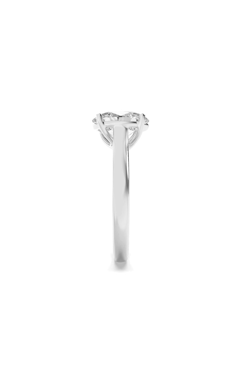 2CTW Oval Shaped Lab Grown Diamond (F/VS) Plain Cathedral Trellis Shank Solitaire Engagement Ring in 14K Gold
