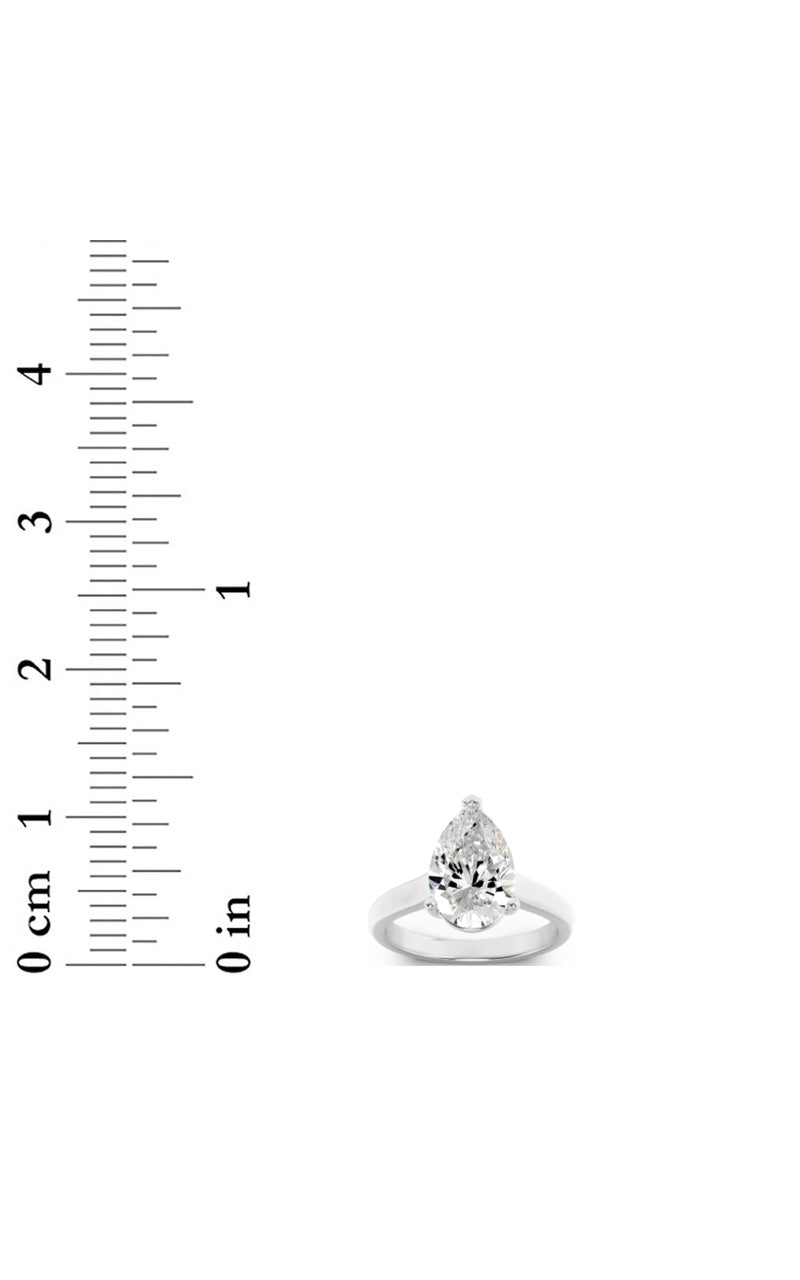 2CTW Pear Shaped Lab Grown Diamond (F/VS) Plain Cathedral Trellis Shank Solitaire Engagement Ring in 14K Gold