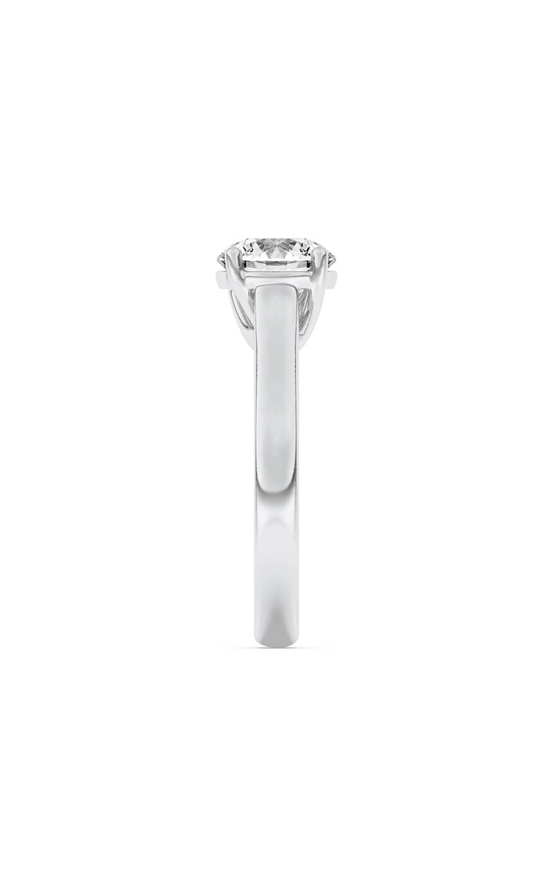 1.5CTW Round Shaped Lab Grown Diamond (F/VS) Plain Cathedral Trellis Shank Solitaire Engagement Ring in 14K Gold
