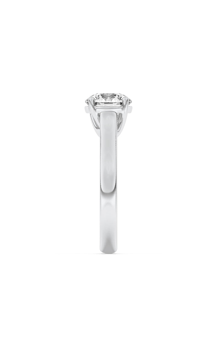 1.5CTW Round Shaped Lab Grown Diamond (F/VS) Plain Cathedral Trellis Shank Solitaire Engagement Ring in 14K Gold