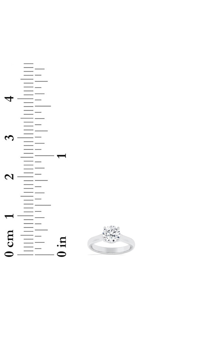 1.5CTW Round Shaped Lab Grown Diamond (F/VS) Plain Cathedral Trellis Shank Solitaire Engagement Ring in 14K Gold