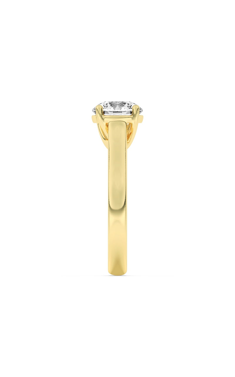 2CTW Round Shaped Lab Grown Diamond (F/VS) Plain Cathedral Trellis Shank Solitaire Engagement Ring in 14K Gold