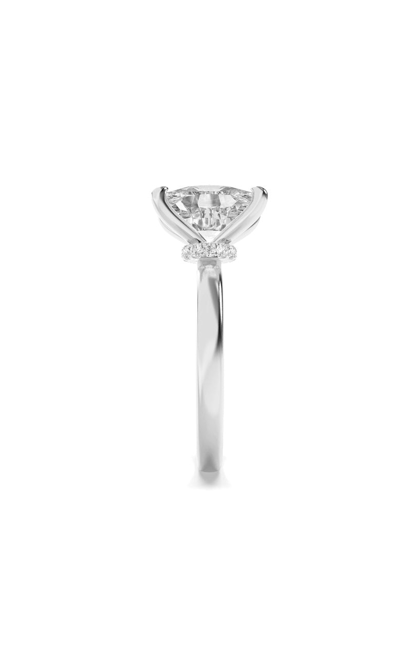 2CTW Elongated Cushion Shaped Lab Grown Diamond (F/VS) Hidden Halo Plain Shank Engagement Ring in 14K Gold