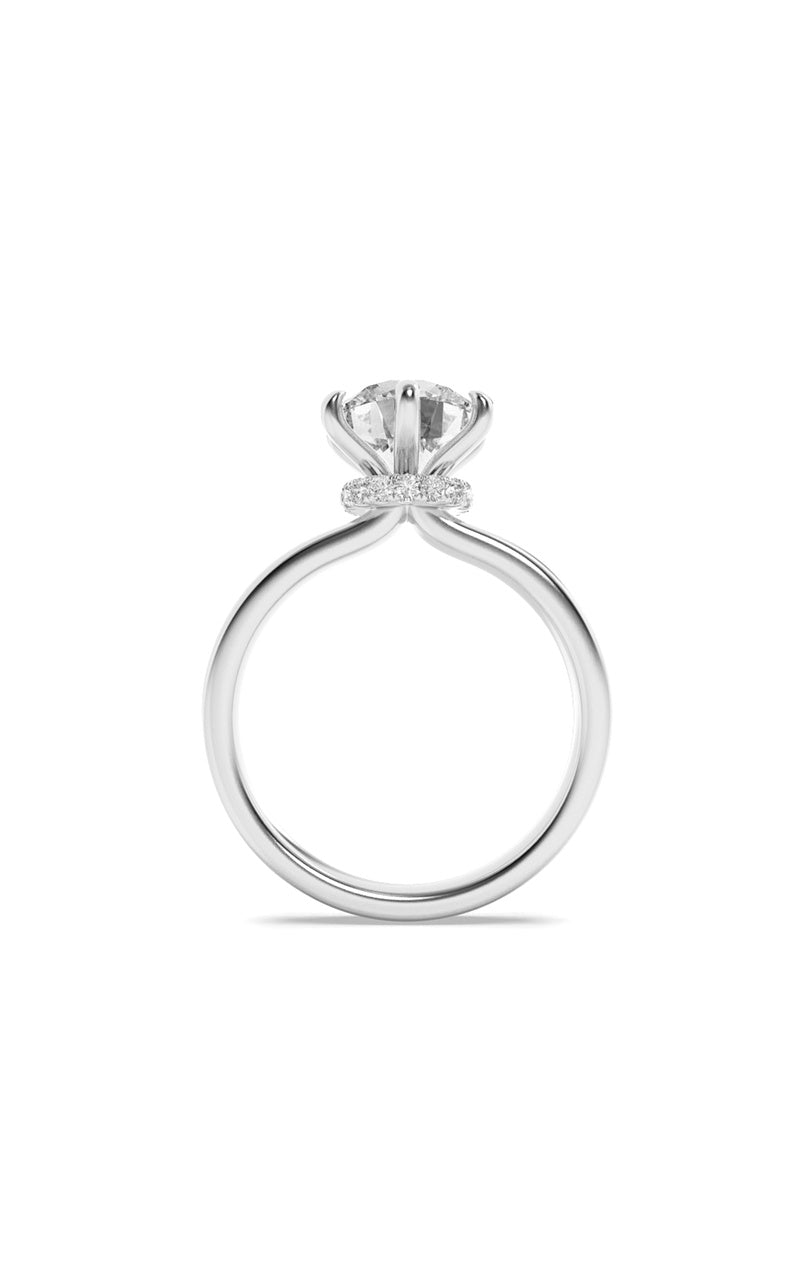 1Cttw Round Shaped Lab Grown Diamond (F/VS) HiddenHalo Plain Shank Engagement Ring in 14K Gold