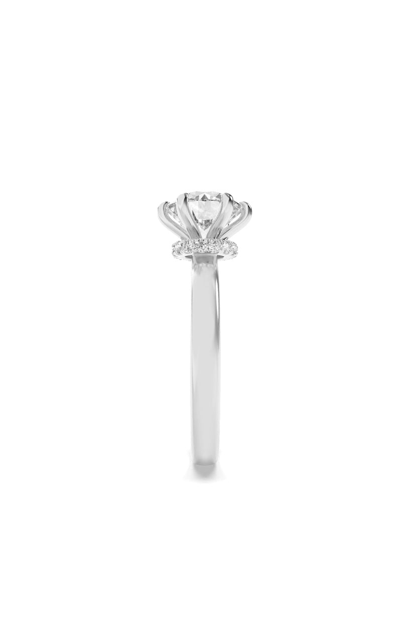 1Cttw Round Shaped Lab Grown Diamond (F/VS) HiddenHalo Plain Shank Engagement Ring in 14K Gold
